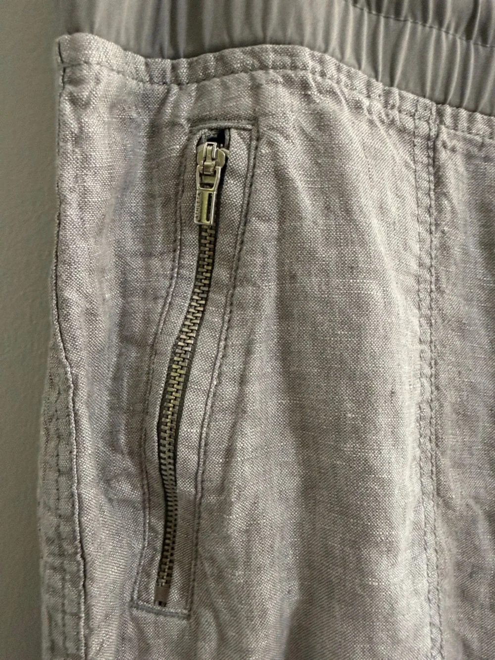 Athleta Light Gray Cabo Wide-Leg Drawstring Linen Pants - Picture 3 of 7
